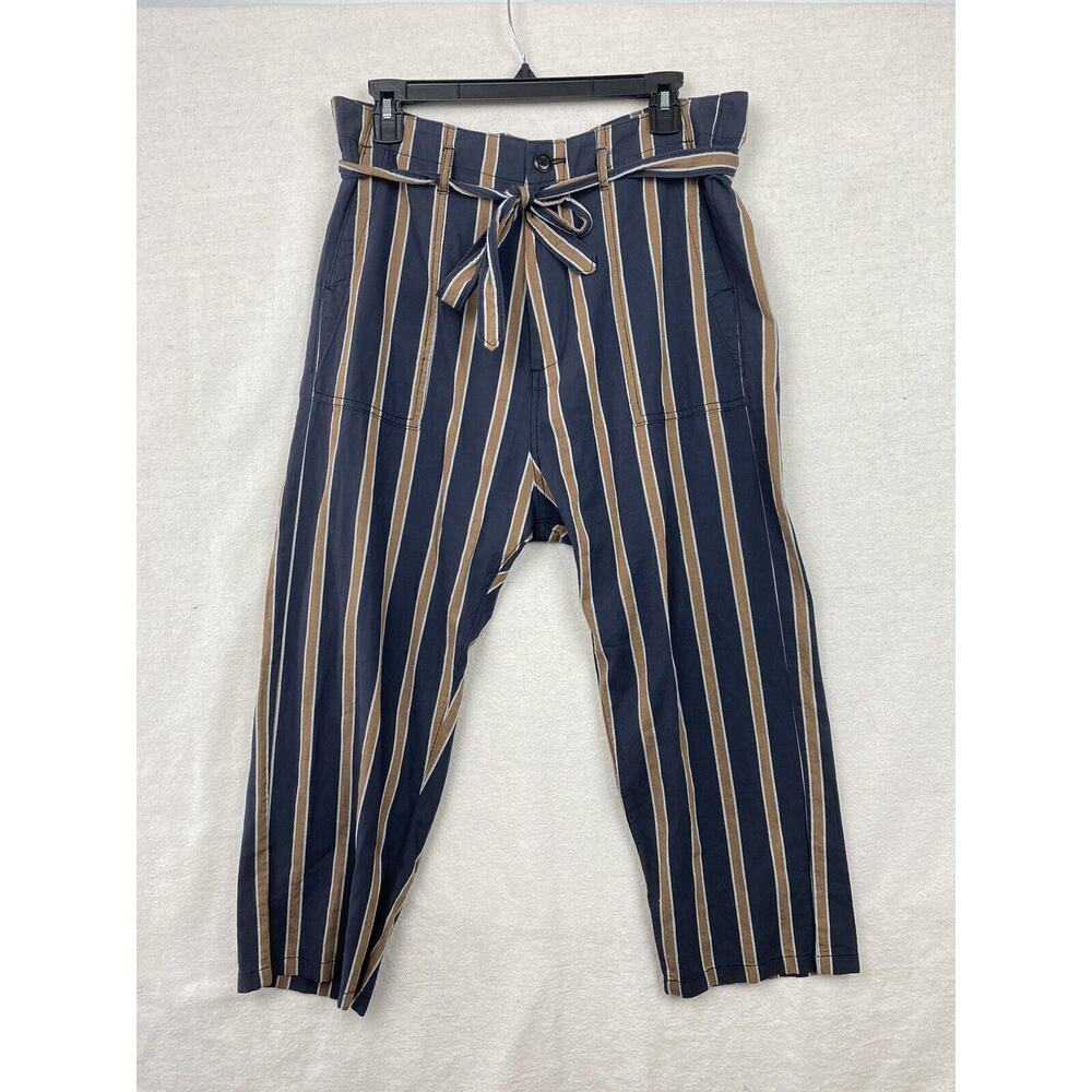The Great Striped Drawstring Pants Sz 2 Blue Orange Striped Cotton Beach